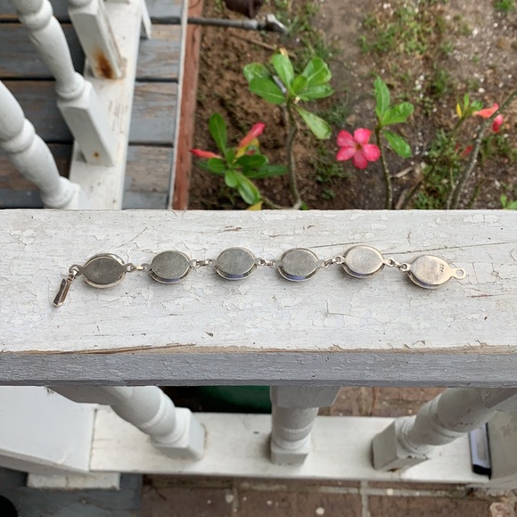 Vintage Heavy Sterling Silver Black Onyx Bracelet - Picture 12 of 17